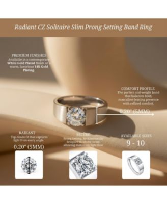 Men's Modern Solitaire Clear Cubic Zirconia Slim Band Ring