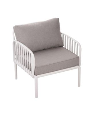 5 Piece Modern Outdoor Patio Sectional Conversation Set with Square Coffee Table Waterproof Thick Cushions