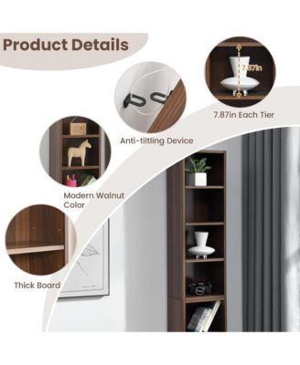 8-Tier Tall Narrow Bookshelf, Slim Storage Cabinet & Display Bookcase with Adjustable Shelves for Living Room, Office