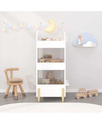 Bear Shaped Wooden Bookcase, Kids Book Display Shelf with Chalkboard Side and 3-Tier Storage for Playroom, Bedroom, Kindergarten