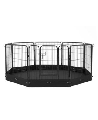 8-Panel 24" Foldable Metal Dog Playpen with Door, Bottom Pad and Storage Bag for Indoor Outdoor Use