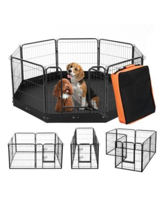 8-Panel 24" Foldable Metal Dog Playpen with Door, Bottom Pad and Storage Bag for Indoor Outdoor Use