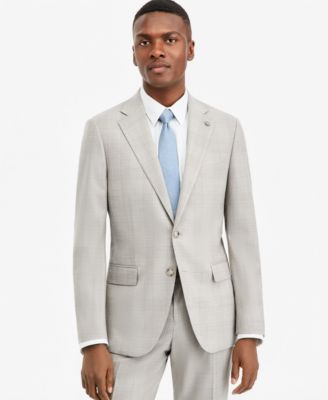 Men's Modern-Fit Gray Plaid Suit Separate Jacket