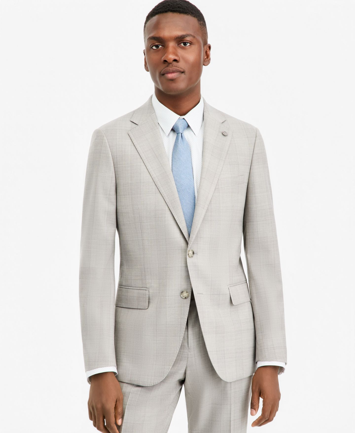 Мужская куртка Ted by Ted Baker Modern-Fit Gray Plaid Suit Separate, цвет: Серебряный / Серый — фото 1