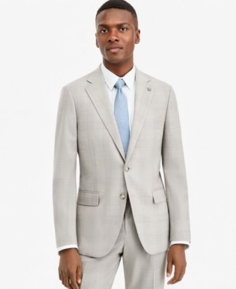 Мужская куртка Ted by Ted Baker Modern-Fit Gray Plaid Suit Separate, цвет: Серебряный / Серый