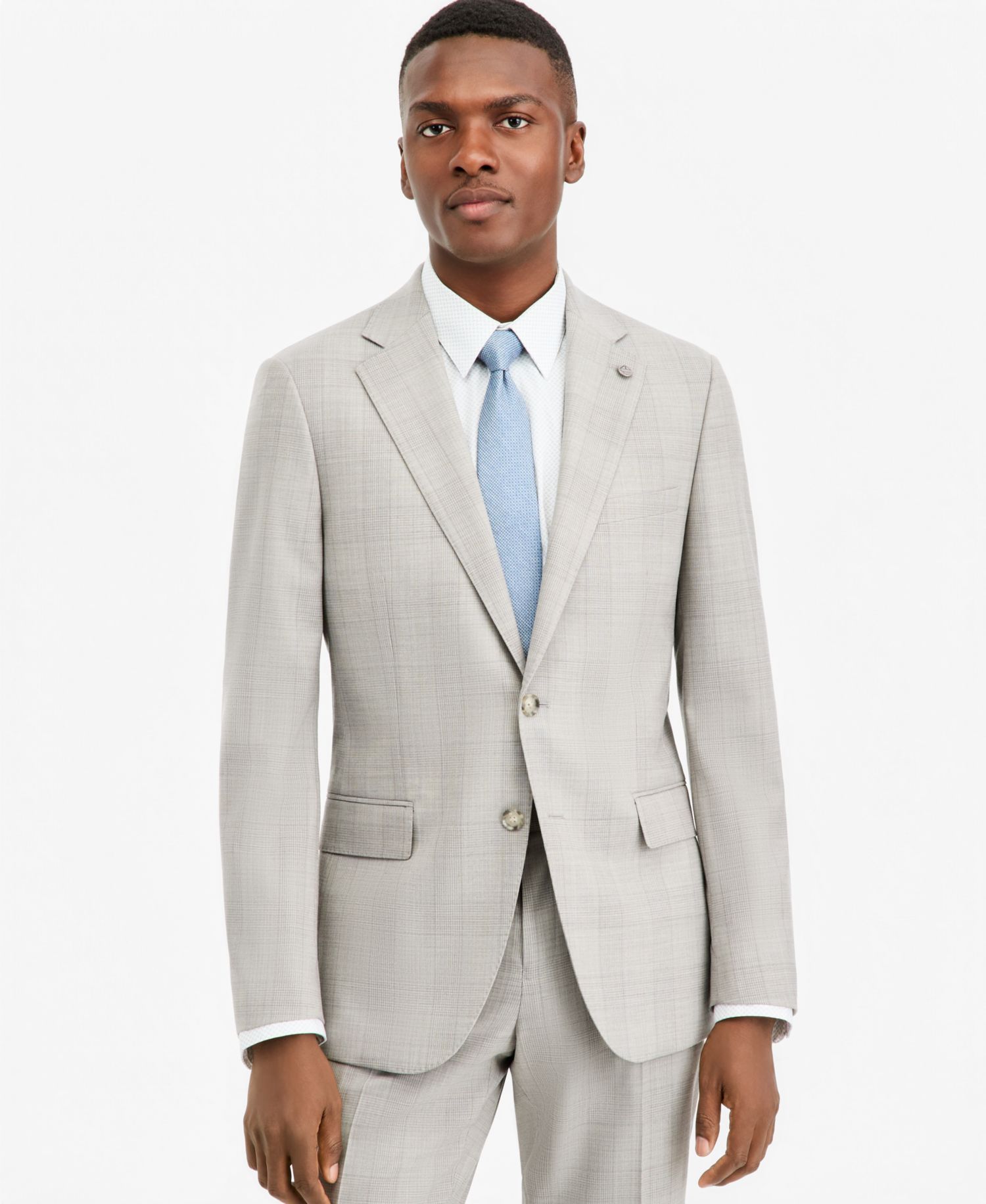 Men's Modern-Fit Gray Plaid Suit Separate Jacket