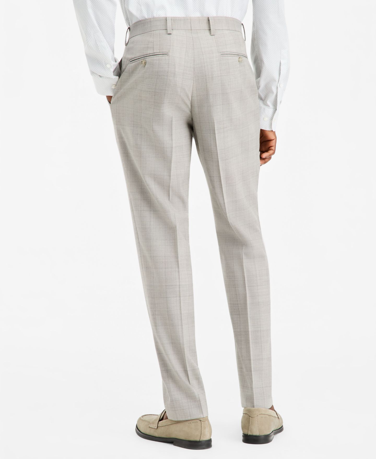 Мужские брюки Ted by Ted Baker Modern-Fit Gray Plaid Suit Separate, цвет: Серебряный / Серый — фото 4