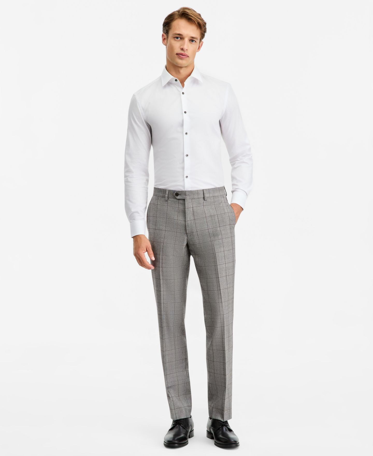 Мужские брюки Ted by Ted Baker Modern-Fit Gray & Wine Plaid Suit Separate, цвет: Серый — фото 1