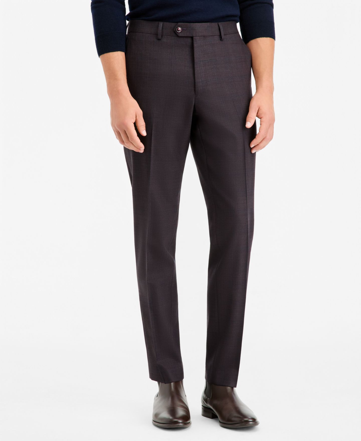 Мужские брюки Ted by Ted Baker Modern-Fit Burgundy Plaid Suit Separate, цвет: Фиолетовый — фото 3