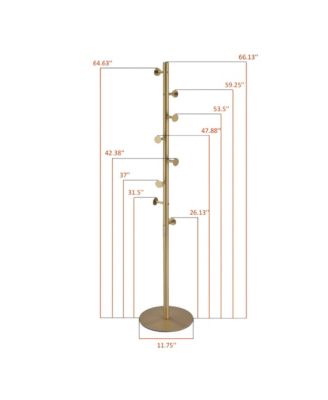Modern Freestanding Hat & Coat Stand Metal Floor Coat Rack with Multiple Hooks, Heavy Round Base, Space-Saving Design