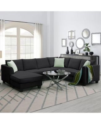 11287" Sectional Sofa Couches Living Room Sets, 7 Seats Modular Sectional Sofa with Ottoman