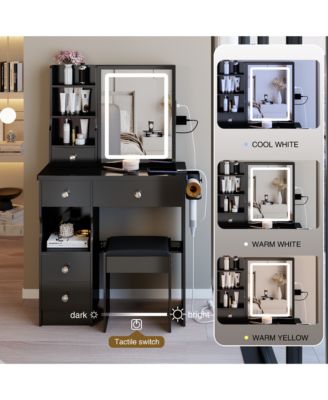 Small Size Drawer Desktop Vanity Table with Mirror Included for Home Beauty Routine