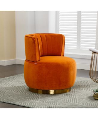 Velvet Swivel Barrel Chair - Modern Upholstered Accent Chair, Round Armchairs with Gold Base for Living Room, Bedroom