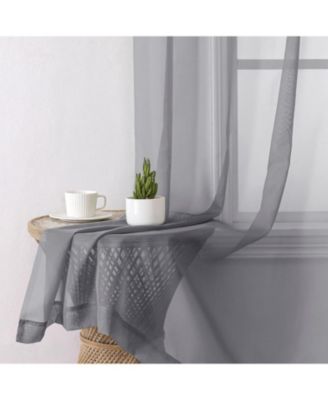 2 Piece For Extra Long Windows Rod Pocket Gray Rod Pocket Sheer Curtain Panels