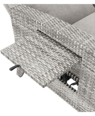 Wicker Recling Patio Chair with Independent Adjustable Back and Footrest Air Pump Lay Flat Reclining Chair Outdoor Recliner Chair