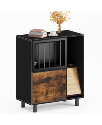 Black Vintage Cat Feeding Station – Locker with Storage & Built-in Cat Scratching Board