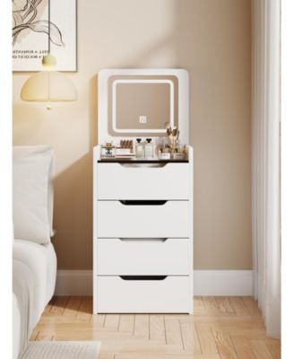 Elegant Modern Wooden Nightstand with Storage Space Finish Bedside Table for Bedroom Living Room