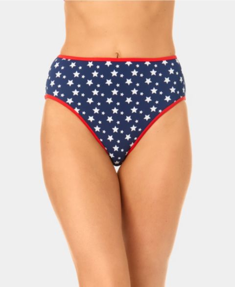 Низ бикини Starstruck, высокая посадка, в рубчик — California Waves, цвет: Тёмно-синий