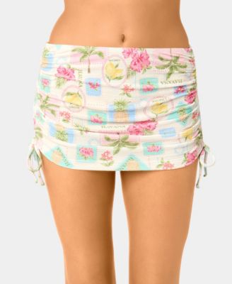 Women's Popcorn Scrunch Tunneled Side-Tie Swim Skirt