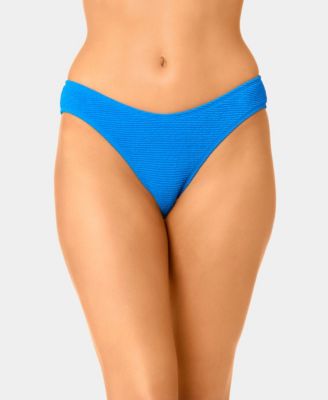 Women's Solid Popcorn Scrunch Low-Rise Scoop Swim Bottoms