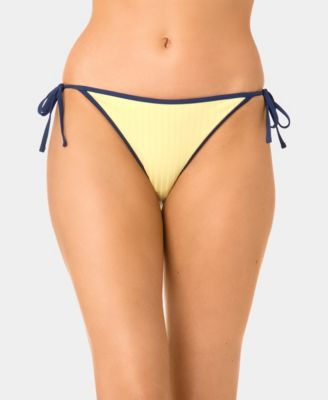 Women's Solid Wide Rib Side-Tie Swim Bottoms
