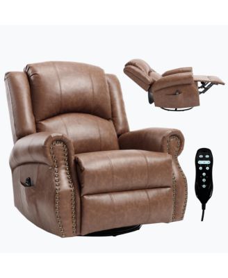 Recliner Chair with Heat Massage Manual Rocker and Swivel in Fabric