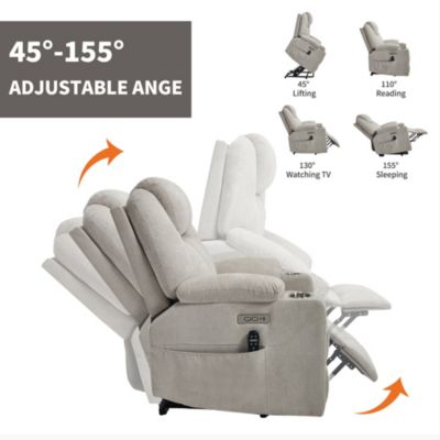 Power Lift Recliner Chair with 8-Point Massage & Heating 350 lbs Capacity USB/Type-C Ports and Cup Holders
