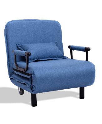 3-in-1 Convertible Sofa Bed with 5-Position Adjustable Backrest and Lumbar Pillow