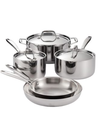 Signature 8-Pc Tri-Ply Clad Stainless Steel Cookware Set with Lids