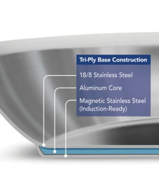 Tempo Tri-Ply Base Stainless Steel 12" Large Frying Pan
