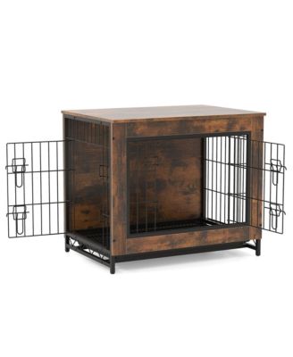 Industrial Dog Crate Furniture Heavy-duty Kennel Cage w/ 3 Chew-proof Walls Small