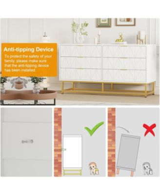 6 Drawer Dresser for Bedroom with Metal Legs, Storage Chest Cabinet Organizer for Living Room, Hallway, Entryway