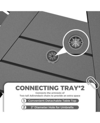 Outdoor Bar Height Adirondack Chairs with Connecting Tray, Balcony Chairs, Outdoor Tall Adirondack Chairs