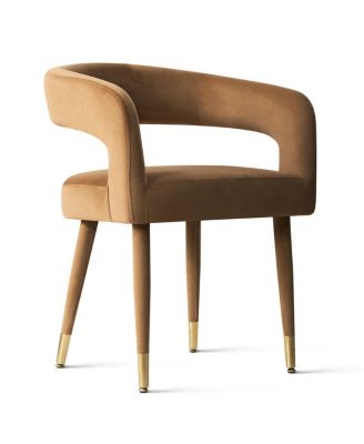 Velvet Upholstered Dining Chairs Set of 2, Modern Open Back Armchairs