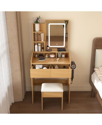 Durable Premium High Gloss Mirrored Nightstand with 2 Drawers Modern Bedroom End Table