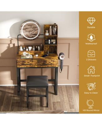 Stylish Coffee Table with 2 Drawers Finish Modern Living Room Center Table with Storage