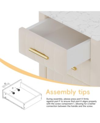 Elegant Modern Wooden Nightstand with 3 Drawers Neutral Finish Bedside Table for Bedroom Living Room