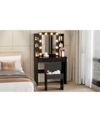 Stylish Coffee Table with 2 Drawers Finish Modern Living Room Center Table with Storage