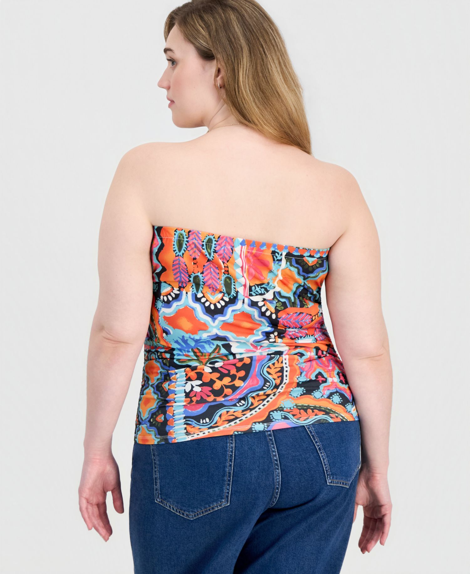 Trendy Plus Size Strapless Ruched Tube Top