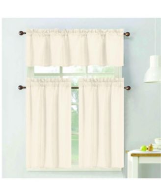 100% Polyester Gibson Solid 3 Piece Kitchen Curtains Valance and Tiers Set