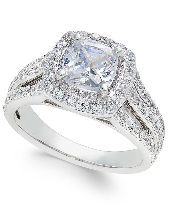 Macy's Diamond Cushion Cut Engagement Ring (2-1/2 ct. t.w.) in 18k ...