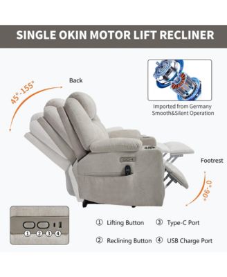 Power Lift Recliner Chair with 8-Point Massage & Heating 350 lbs Capacity USB/Type-C Ports and Cup Holders