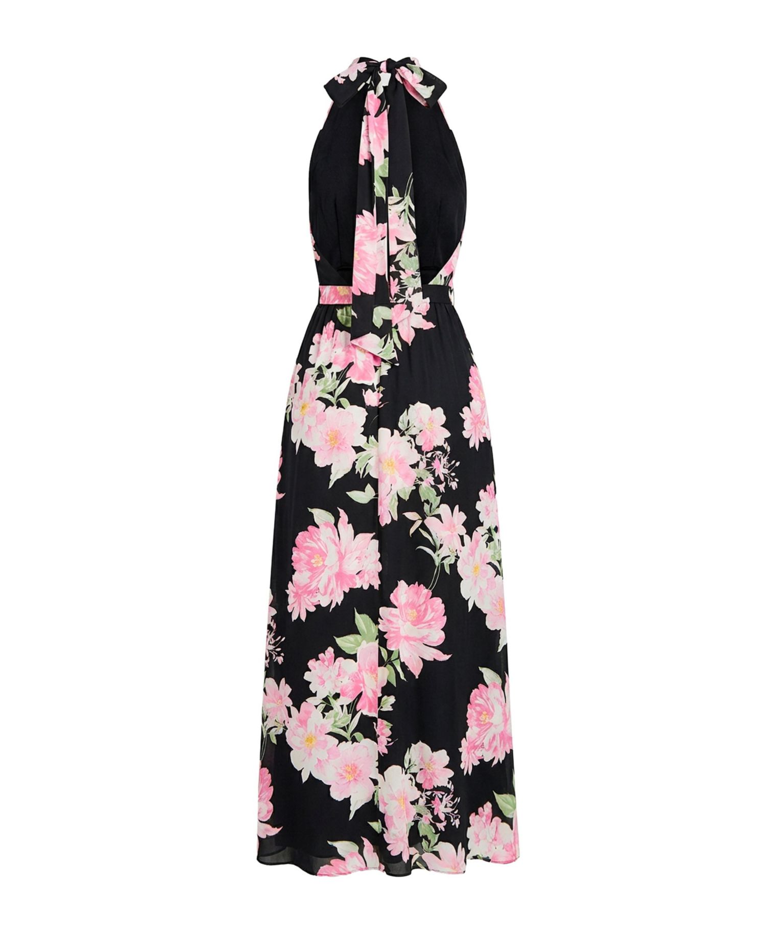 Women's Floral Halter Neck Backless Maxi Dress