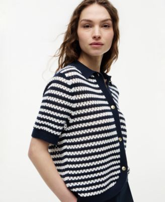 Women's Crochet Short-Sleeve Cardigan