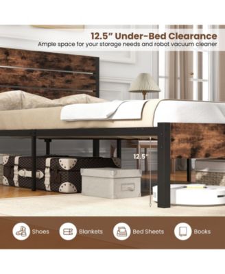 Bed Frame with High Headboard and Noise Reducing Slats