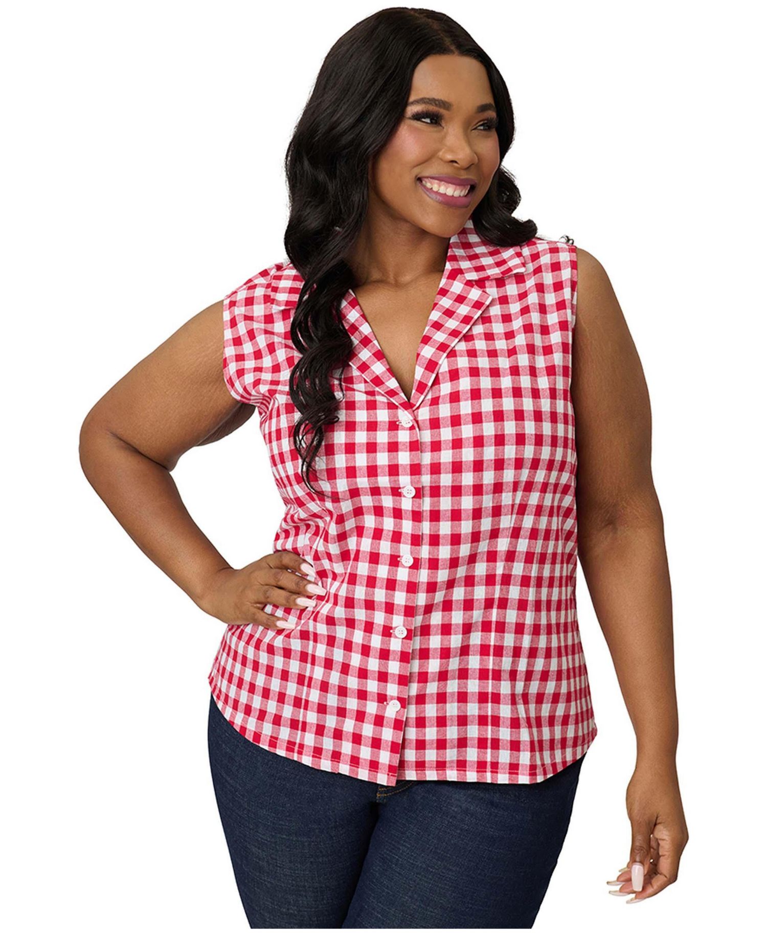 Women's Plus Size 1950s Commuter Set Collar Blouse