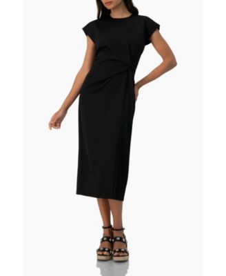 Women's Off-Shoulder Straight Satin Dress with Side Knot