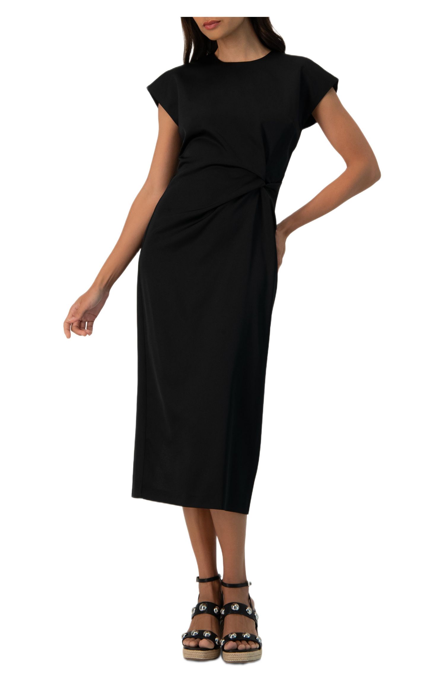 Women's Off-Shoulder Straight Satin Dress with Side Knot