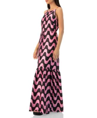 Women's Sleeveless Wave Print Maxi Dress