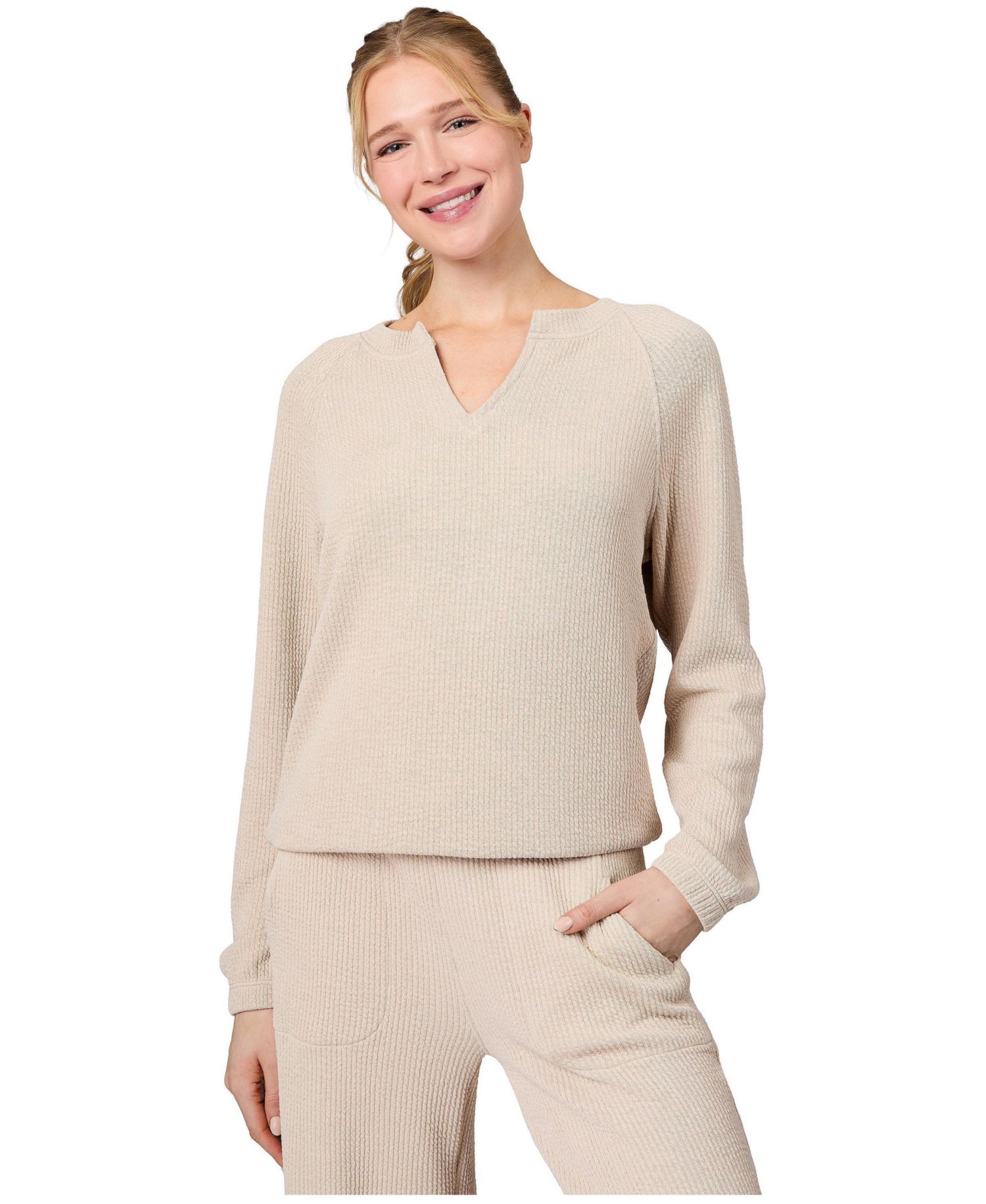 Women's Ripple Knit Long Sleeve Pullover Top